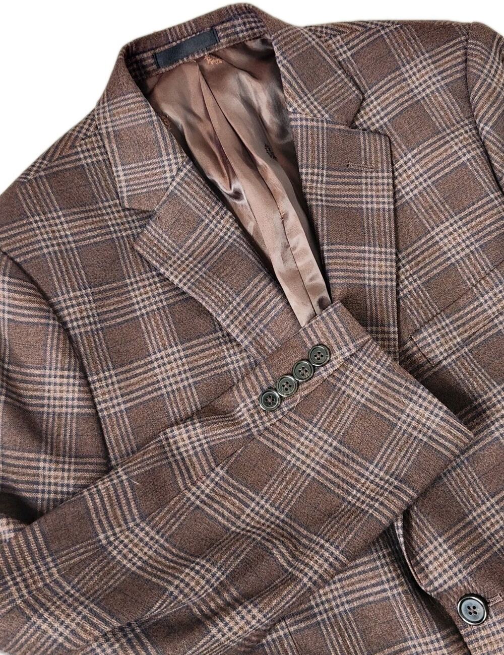 Ralph Lauren Men's 42 S Classic-Fit Ultraflex Stretch Brown Plaid Sports Blazer